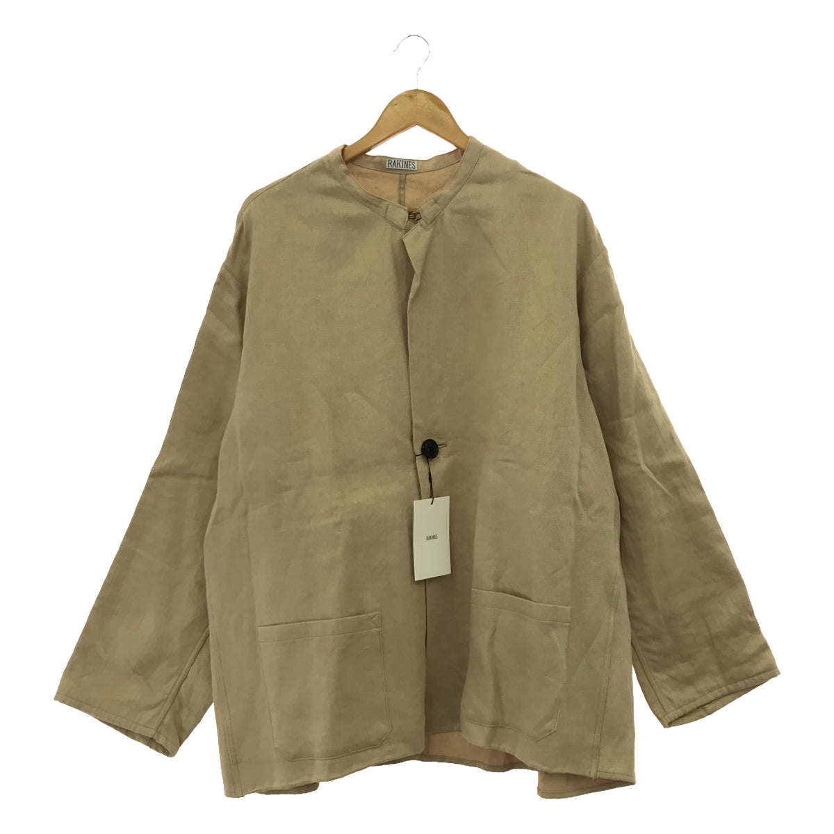 [New] RAKINES | Collarless coat | Size 3 | Beige | Women's