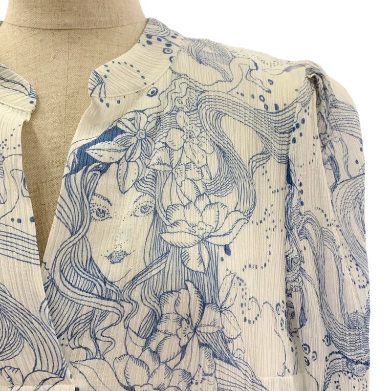 SEE BY CHLOE / シーバイクロエ | コットン シルク 総柄 ボリューム ドレス ワンピース / 裏地付き | 36 | レディース