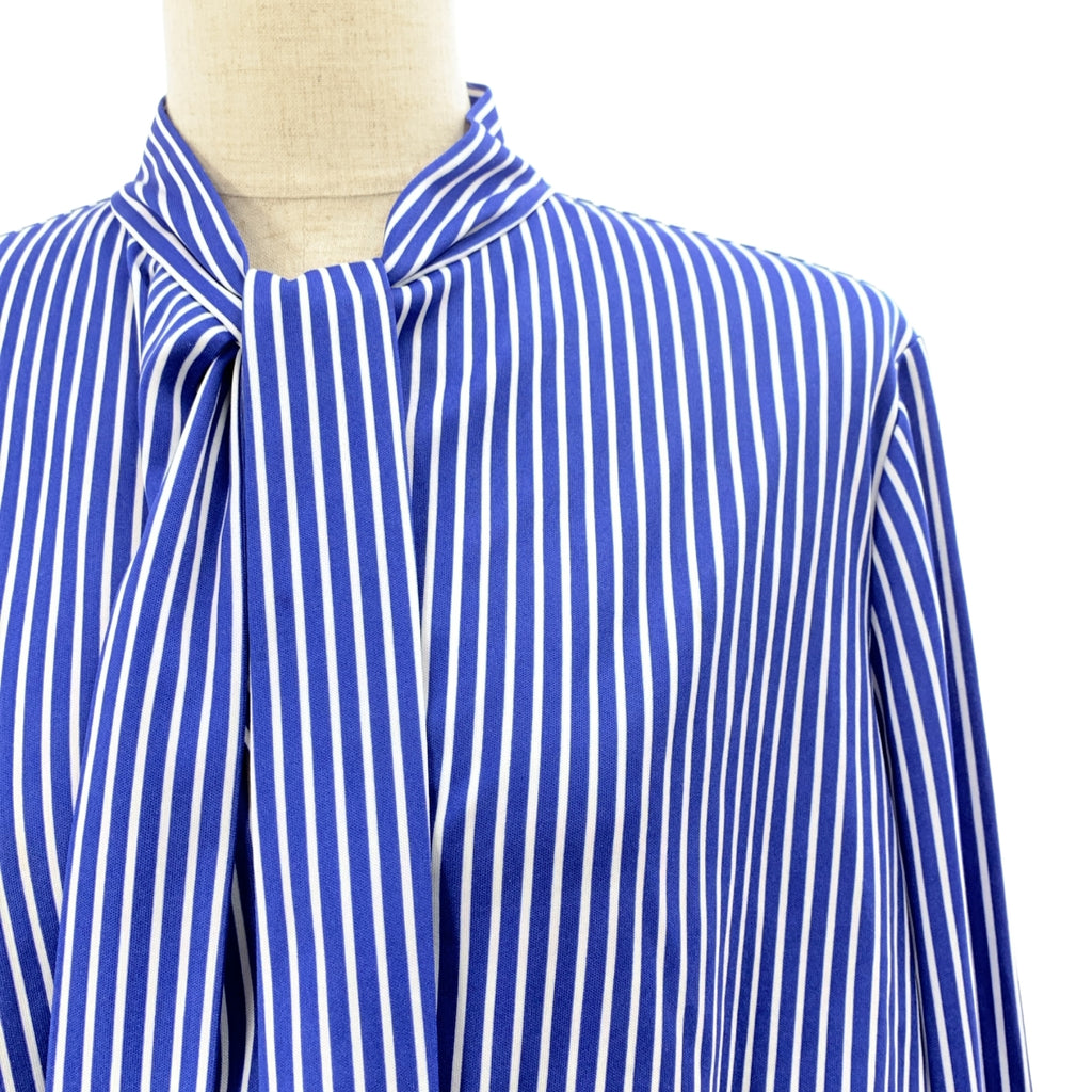 巴黎世家 | 條紋繫帶褶皺襯衫 | 尺寸 34 | 女款