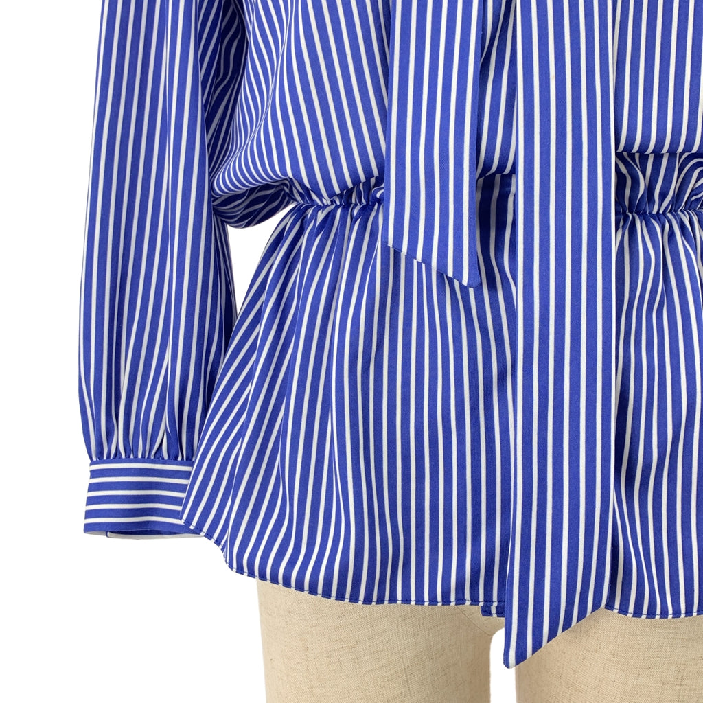 巴黎世家 | 條紋繫帶褶皺襯衫 | 尺寸 34 | 女款