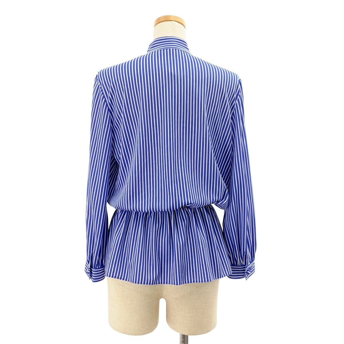 BALENCIAGA / バレンシアガ | ストライプ タイ ギャザー ブラウス シャツ | 34 | レディース