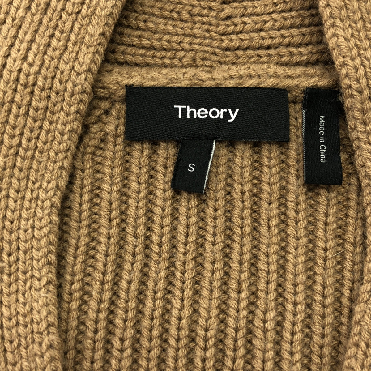 理論 | 羊毛羊絨腰帶抽繩長針織開襟衫 | S碼 | 棕色 | 女款