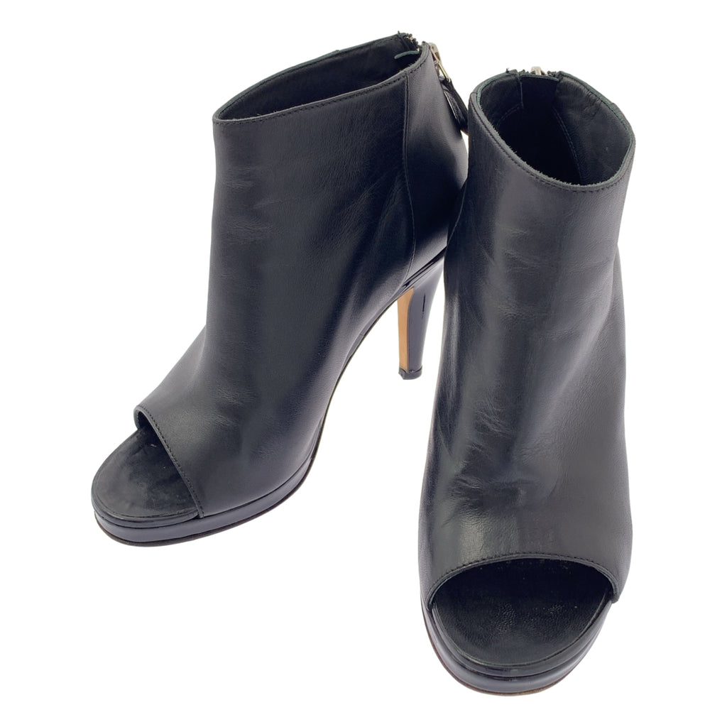 CHANEL / シャネル | ココマーク オープントゥ レザー ショートブーツ | 36 | レディース