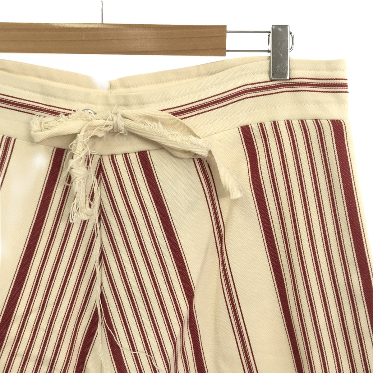 [Good Condition] OLUBIYI THOMAS | 2023SS | wideleg kickback trousers striped wide pants | 2 | Red / Off-white | Men's