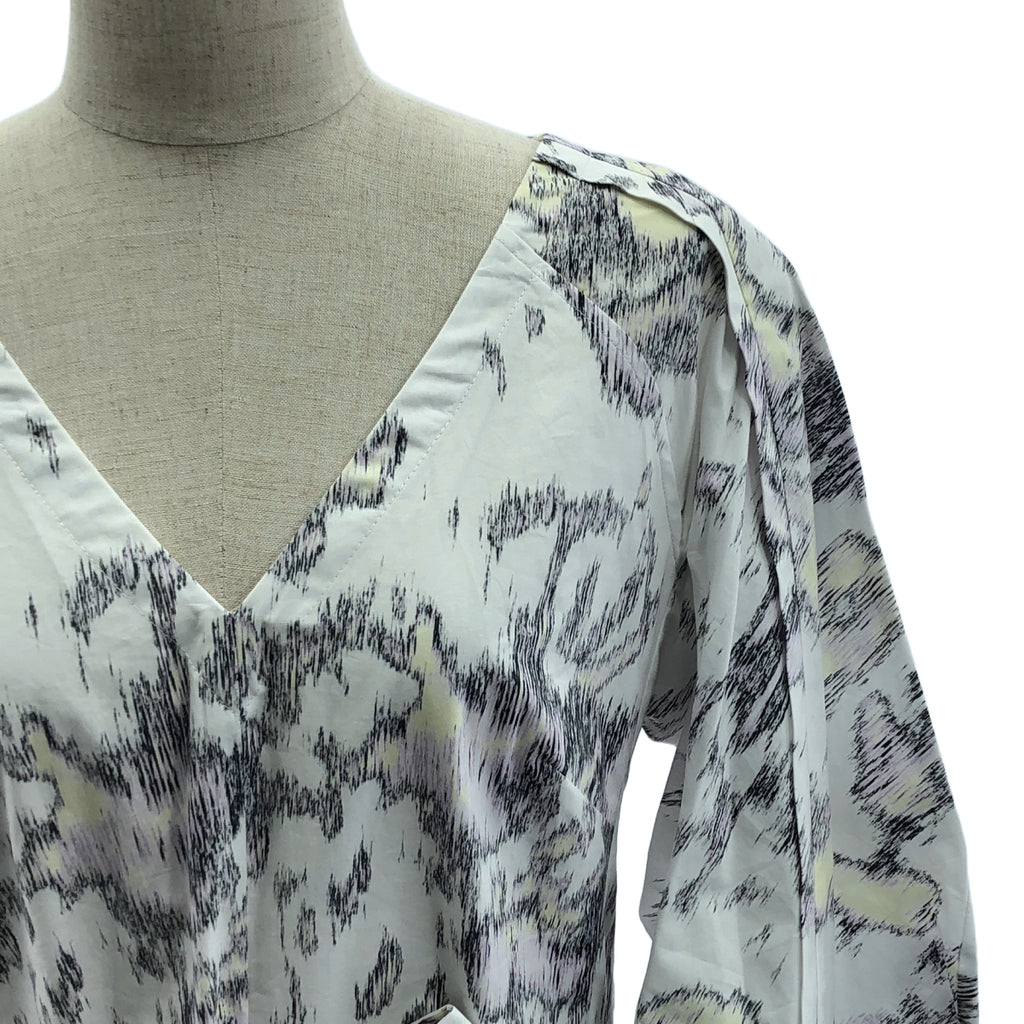 【新品】  3.1 Phillip Lim / スリーワンフィリップリム | コットン 総柄 ベルト付 フレア ワンピース | 4 | ホワイト系 | レディース