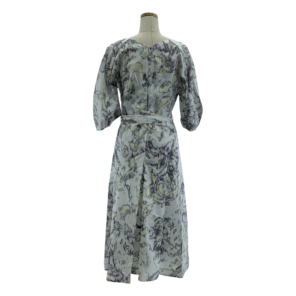 【新品】  3.1 Phillip Lim / スリーワンフィリップリム | コットン 総柄 ベルト付 フレア ワンピース | 4 | ホワイト系 | レディース