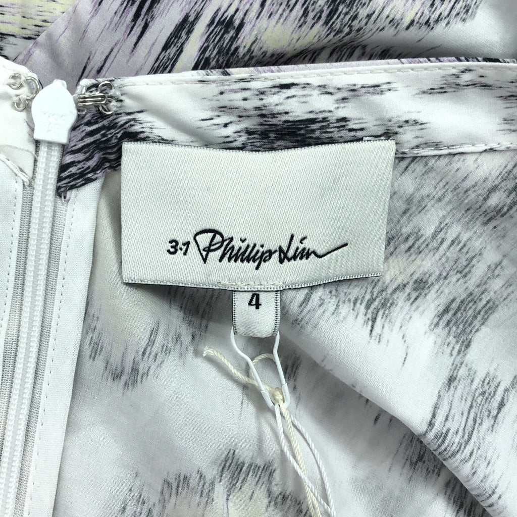 【新品】  3.1 Phillip Lim / スリーワンフィリップリム | コットン 総柄 ベルト付 フレア ワンピース | 4 | ホワイト系 | レディース