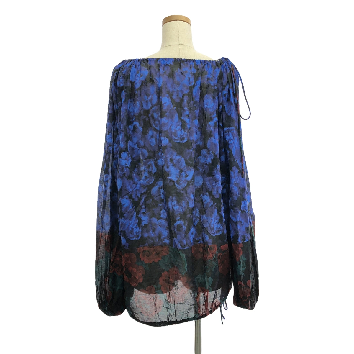 DRIES VAN NOTEN / ドリスヴァンノッテン | 2023SS | CURALA 6141 花柄 ギャザー プルオーバーブラウス | XS | ブルー/レッド/ブラック | レディース
