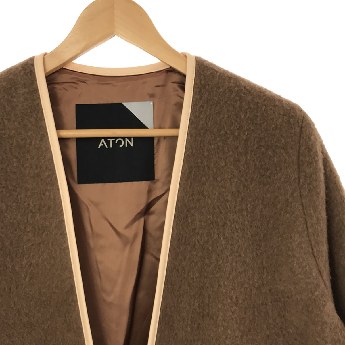 [Good Condition] ATON / Aton | PURE NAPPING / Collarless Coat | 2 | Brown | Women's