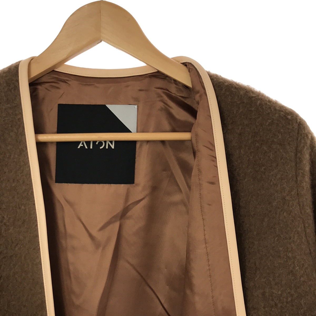 [Good Condition] ATON / Aton | PURE NAPPING / Collarless Coat | 2 | Brown | Women's