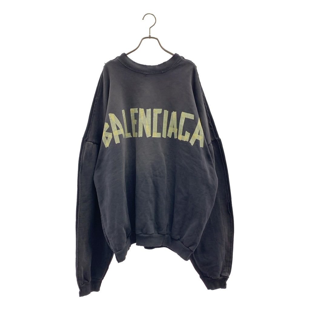 BALENCIAGA / バレンシアガ | 2024SS | Double Front Crew ダブルフロント ダメージ加工 クルーネックスウェットトレーナー | S | ブラック | メンズ