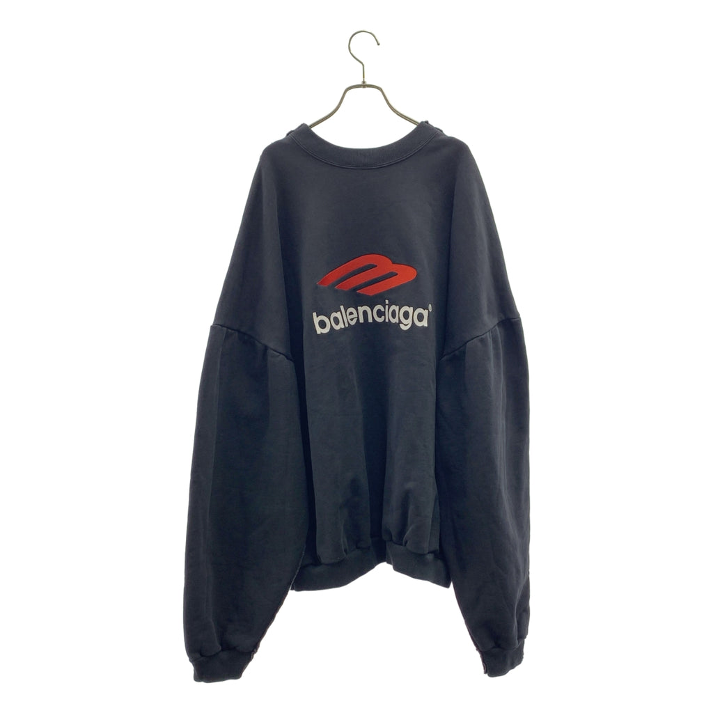BALENCIAGA / バレンシアガ | 2024SS | Double Front Crew ダブルフロント ダメージ加工 クルーネックスウェットトレーナー | S | ブラック | メンズ