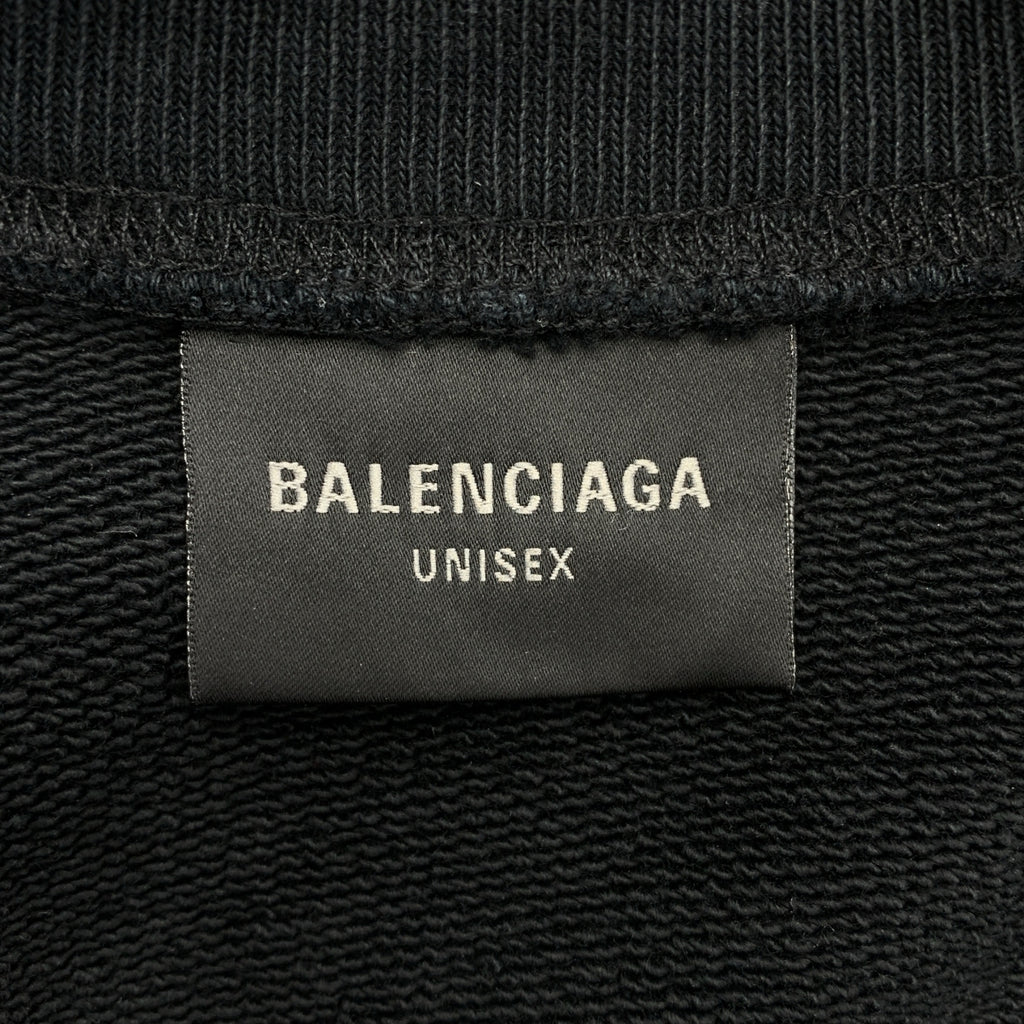 BALENCIAGA / バレンシアガ | 2024SS | Double Front Crew ダブルフロント ダメージ加工 クルーネックスウェットトレーナー | S | ブラック | メンズ
