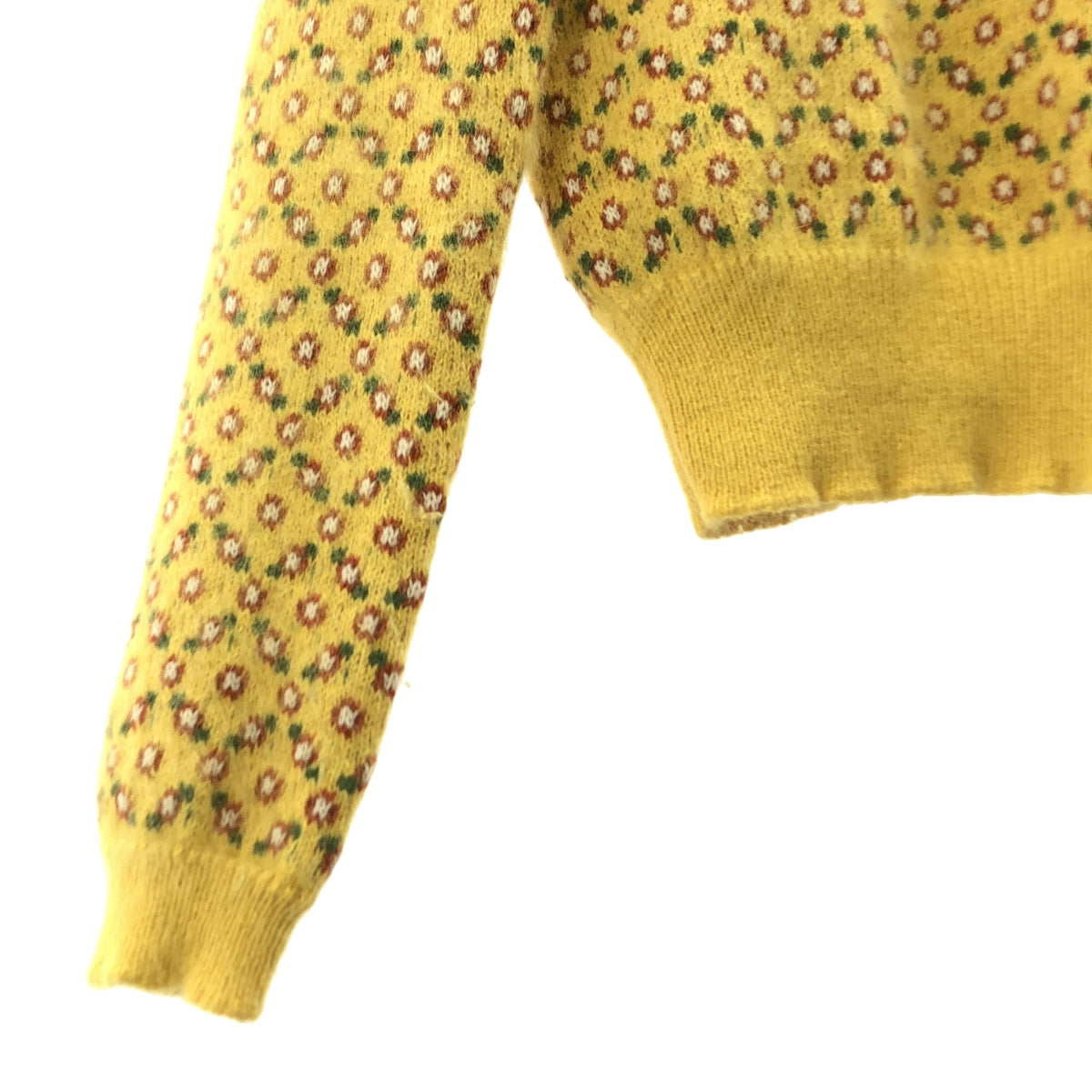 RED VALENTINO / 레드 발렌티노 | 플로랄 패턴 크루넥 앙골라 니트 | XS | 옐로우 | 여성