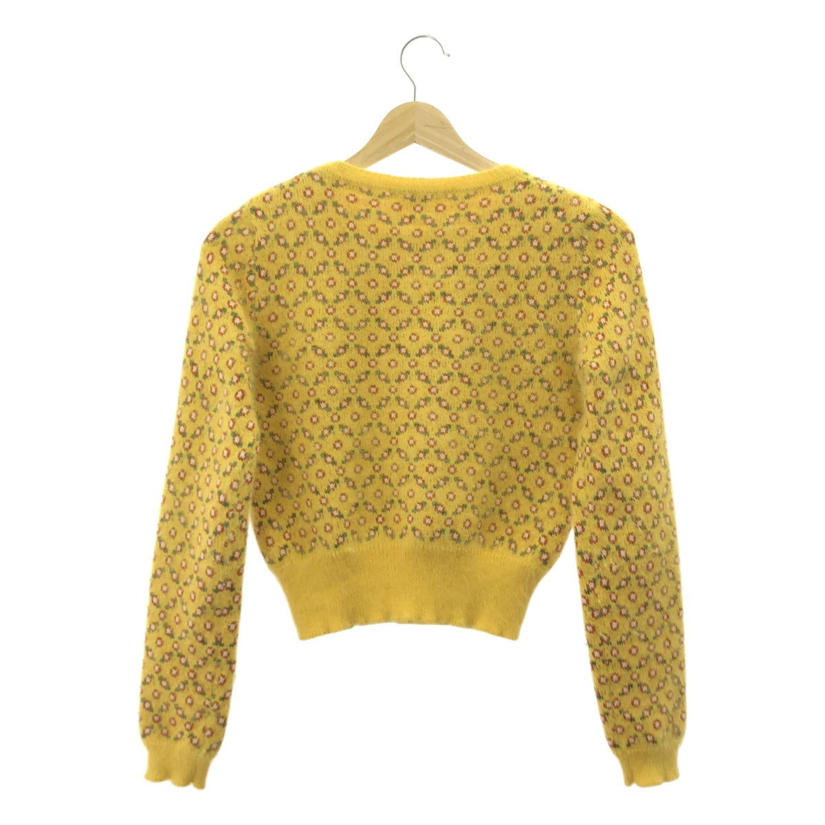 RED VALENTINO / 레드 발렌티노 | 플로랄 패턴 크루넥 앙골라 니트 | XS | 옐로우 | 여성