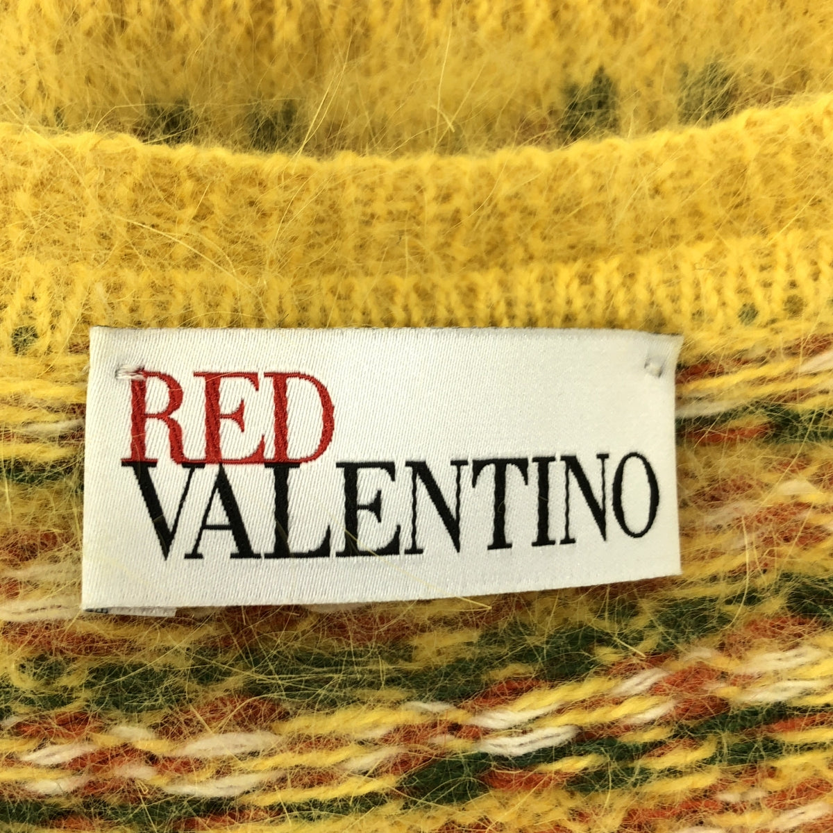 RED VALENTINO / 레드 발렌티노 | 플로랄 패턴 크루넥 앙골라 니트 | XS | 옐로우 | 여성