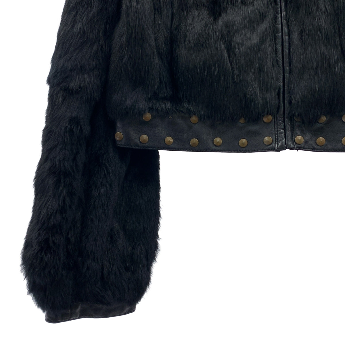 GRACE CONTINENTAL / グレースコンチネンタル | ラビットファー レザー切替 スタッズ ライダース ジャケット / 総裏地 | 36 | レディース