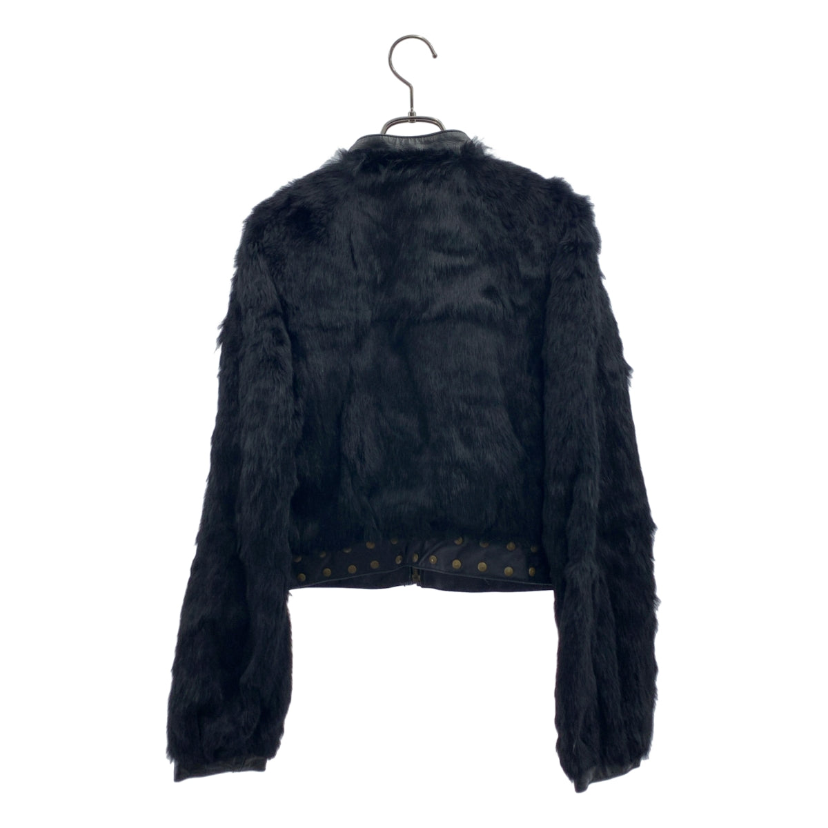 GRACE CONTINENTAL / グレースコンチネンタル | ラビットファー レザー切替 スタッズ ライダース ジャケット / 総裏地 | 36 | レディース