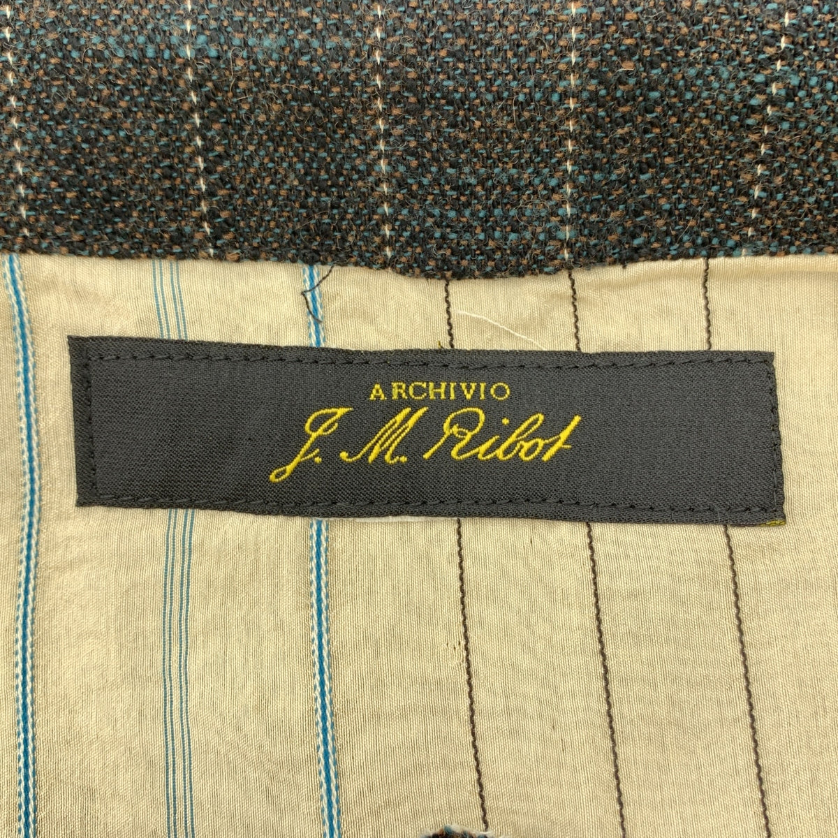 【미품】 ARCHIVIO JMRibot / 아르키비오 제이엠 리봇 | GL23/6S / tweed gilet / 코사지 트위드 질레 베스트 | 44 | black /brown /blue |