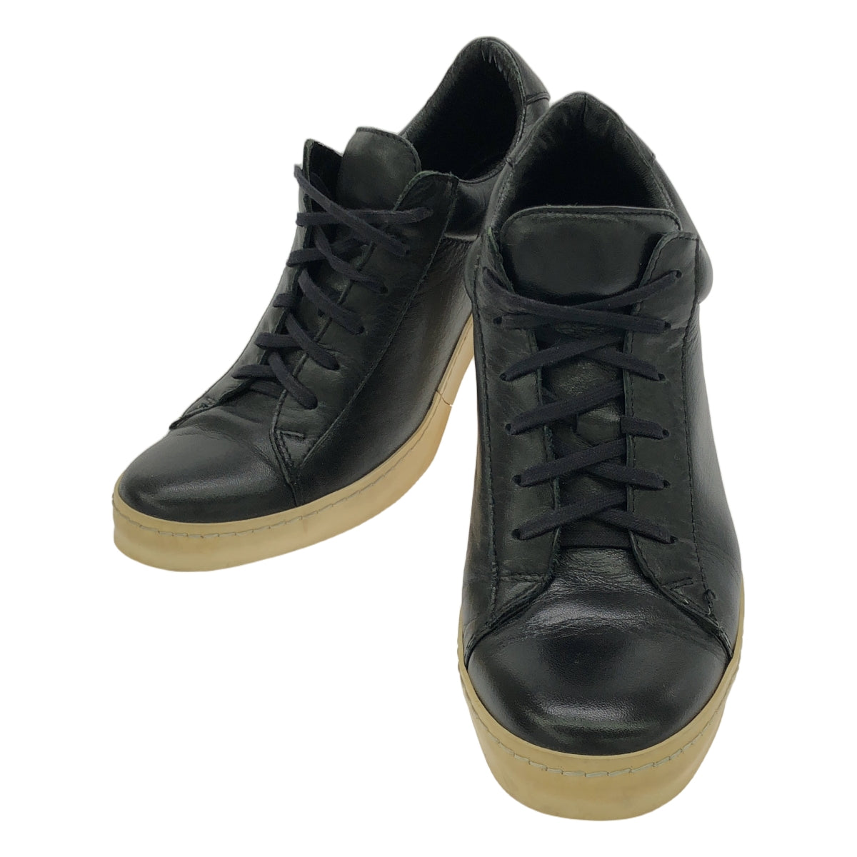 JUNYA WATANABE COMME des GARCONS / ジュンヤワタナベ | レザー レースアップ ショートブーツ ブーティ | S | ブラック | レディース