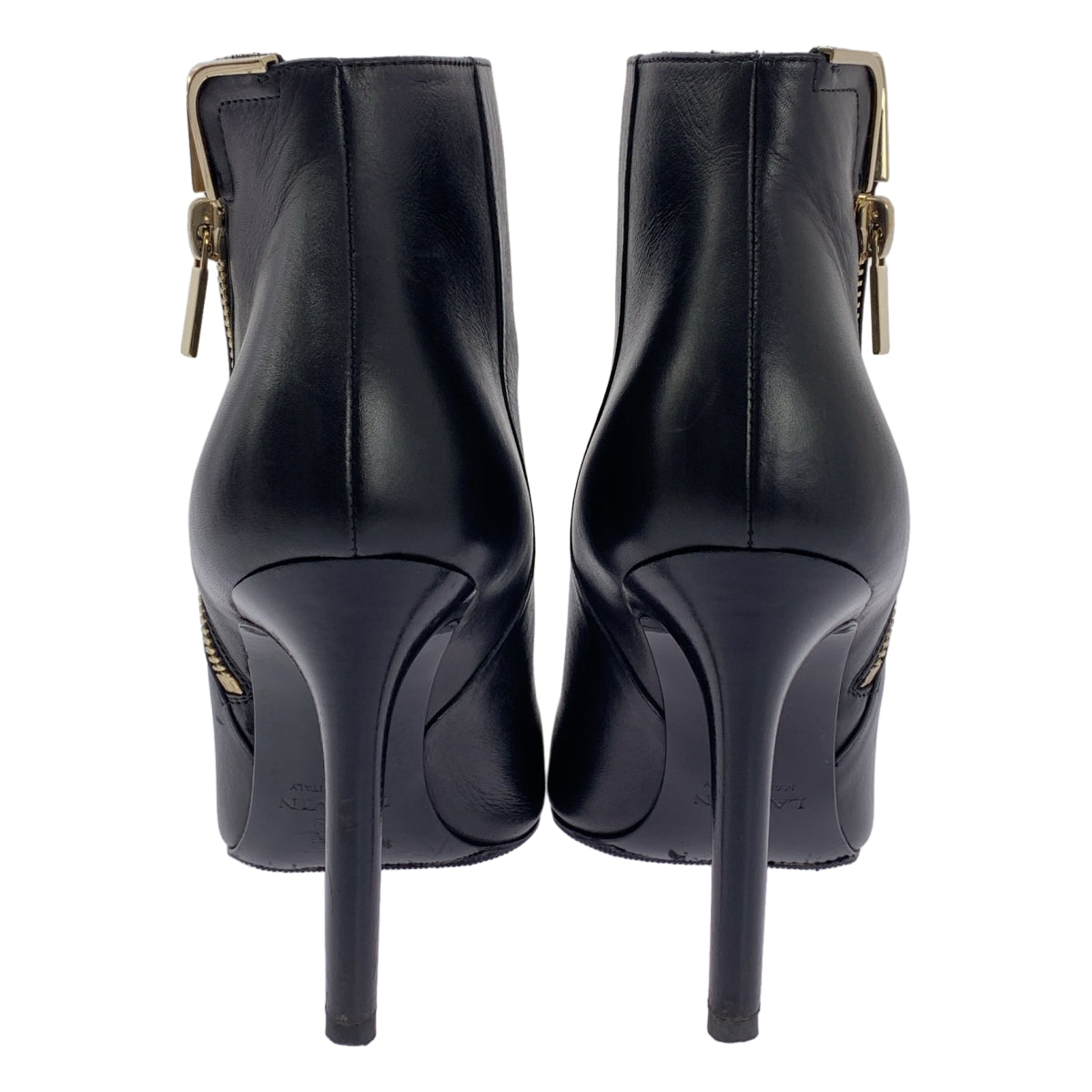 LANVIN 側拉鍊皮革短靴 | 37 碼 | 黑色/金色 | 女款