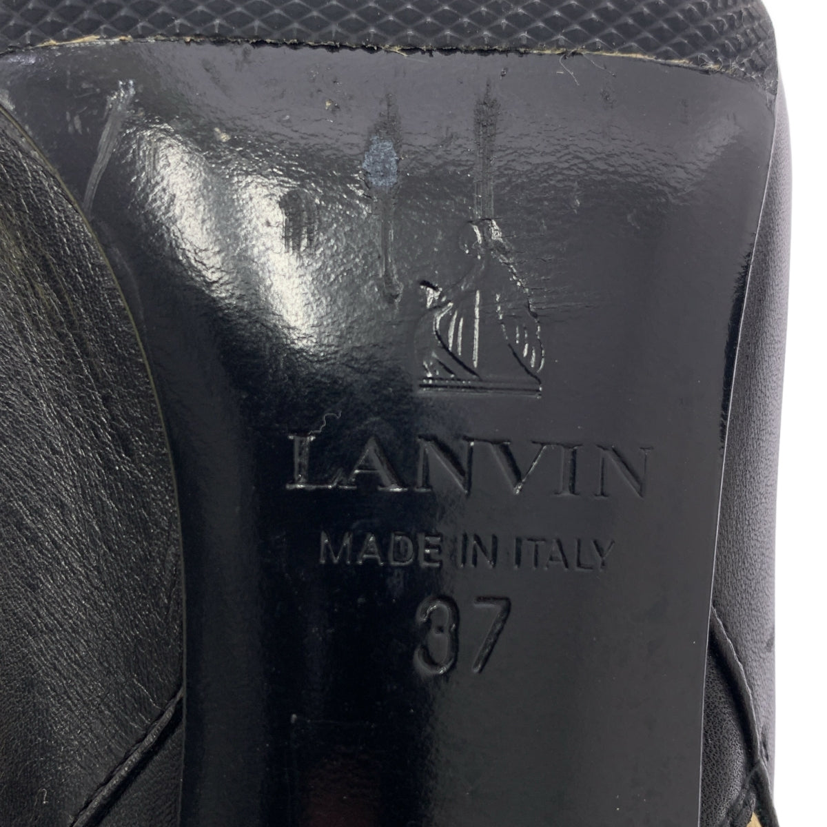 【美品】  LANVIN / ランバン | サイドジップ レザー ショートブーティ | 37 | ブラック / ゴールド | レディース
