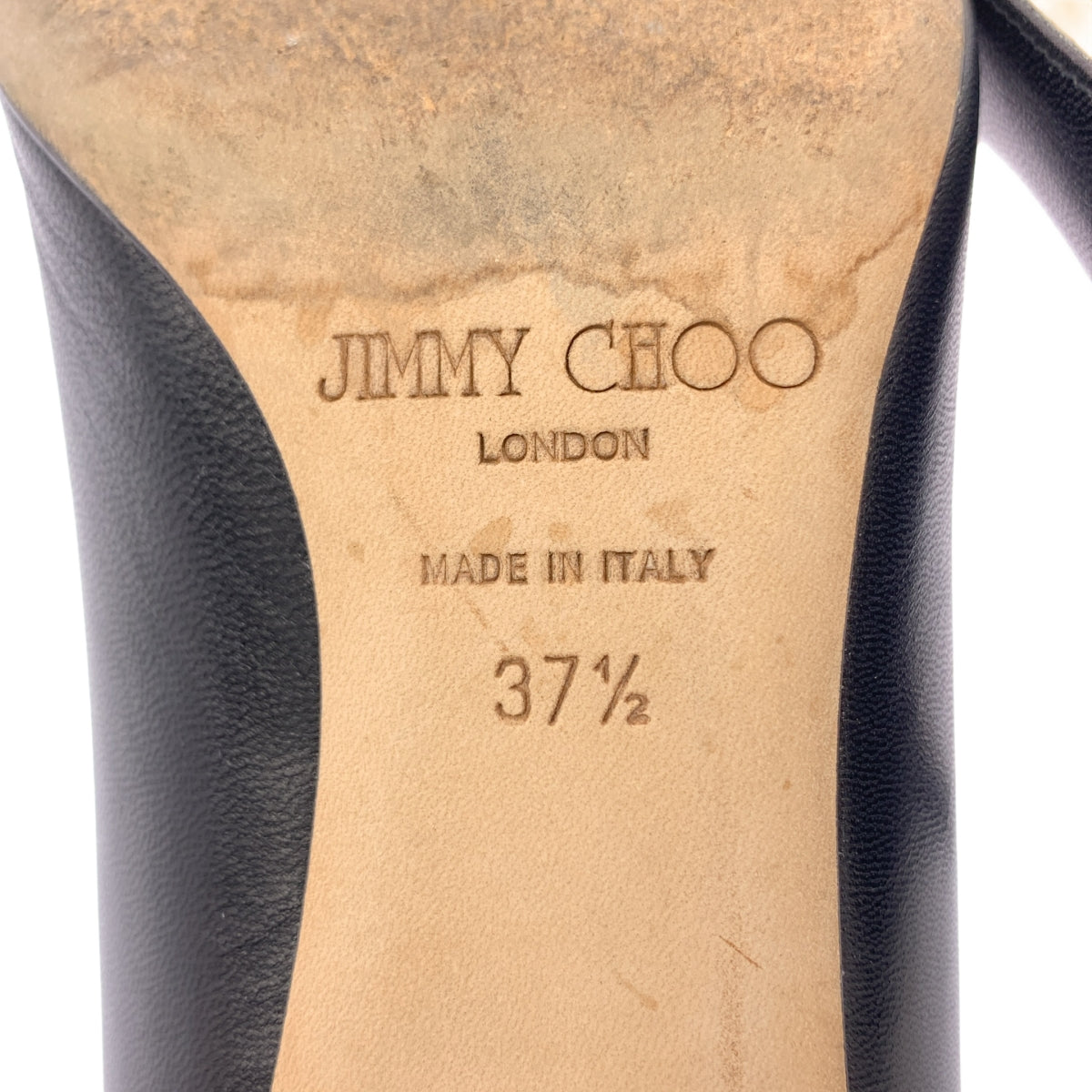JIMMY CHOO / ジミーチュウ | レザー ポインテッドトゥ ヒール パンプス | 37 1/2 | ブラック | レディース