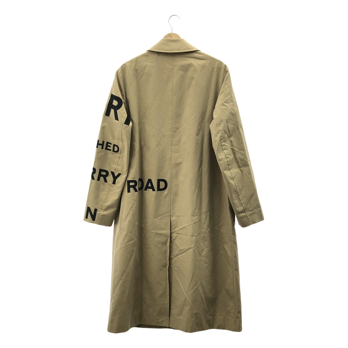 【美品】  BURBERRY LONDON ENGLAND / バーバリーロンドンイングランド | ホースフェリー / ステンカラー オーバー コート / ロゴ総裏地 | 44 | ベージュ | メンズ