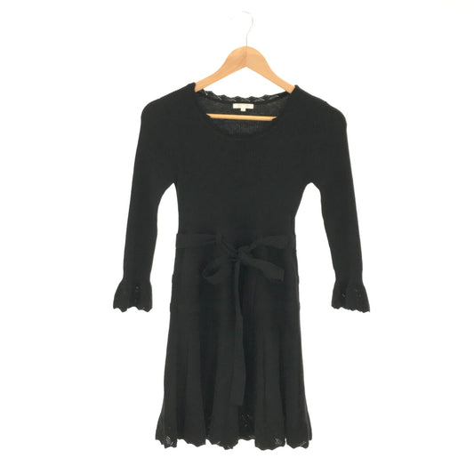 [Beautiful Condition] TO BE CHIC | Knit Rib Jacquard Switching Flare Dress | 2 | Black | Women's