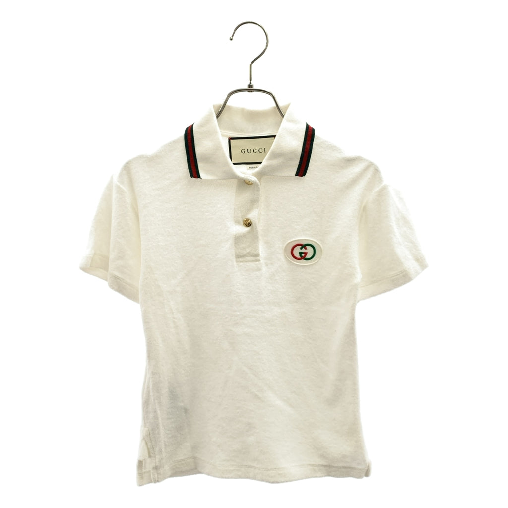 GUCCI / 구찌 | 인터로킹 GG 로고 패치 골드 버튼 폴로 셔츠 컷소우 | XS |