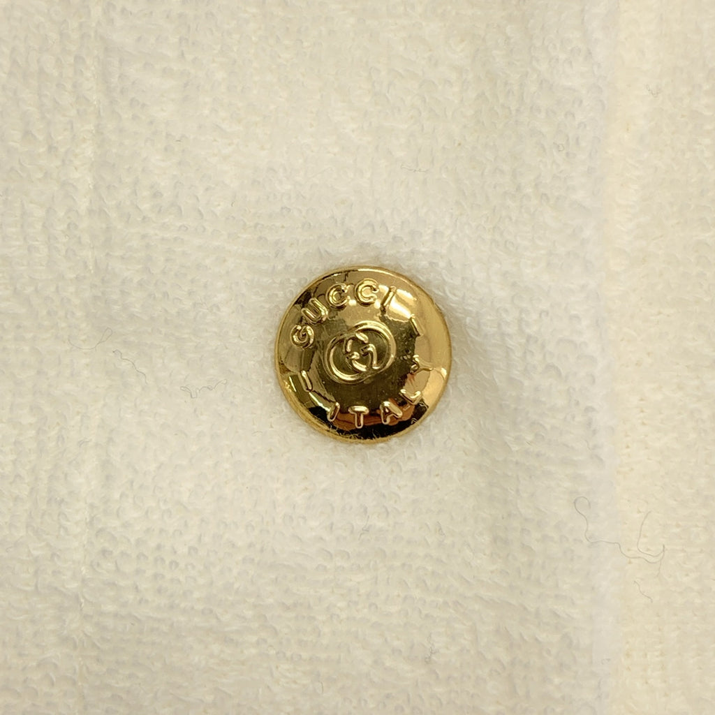 GUCCI / 구찌 | 인터로킹 GG 로고 패치 골드 버튼 폴로 셔츠 컷소우 | XS |