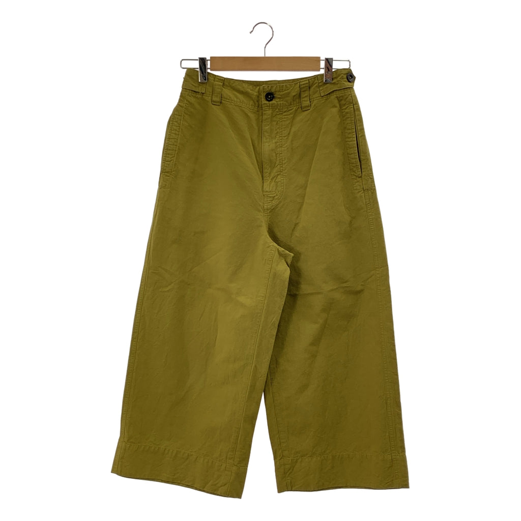 MHL. / 엠에이치엘 마가렛 하웰 | 2022SS | DRY COTTON LINEN 드라이 코튼 린넨 사이드 버튼 와이드 팬츠 | 1 | 카키 |