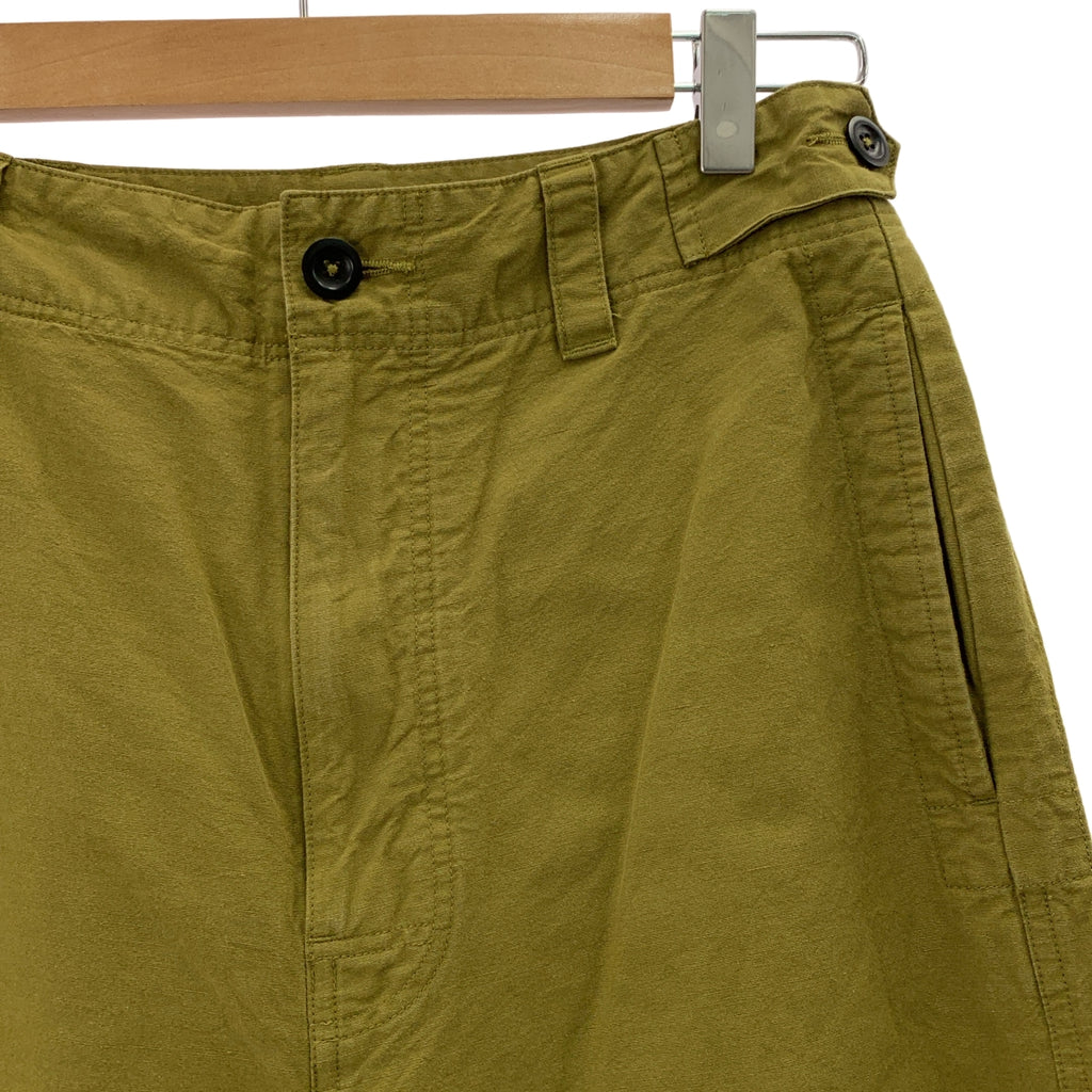 MHL. / 엠에이치엘 마가렛 하웰 | 2022SS | DRY COTTON LINEN 드라이 코튼 린넨 사이드 버튼 와이드 팬츠 | 1 | 카키 |