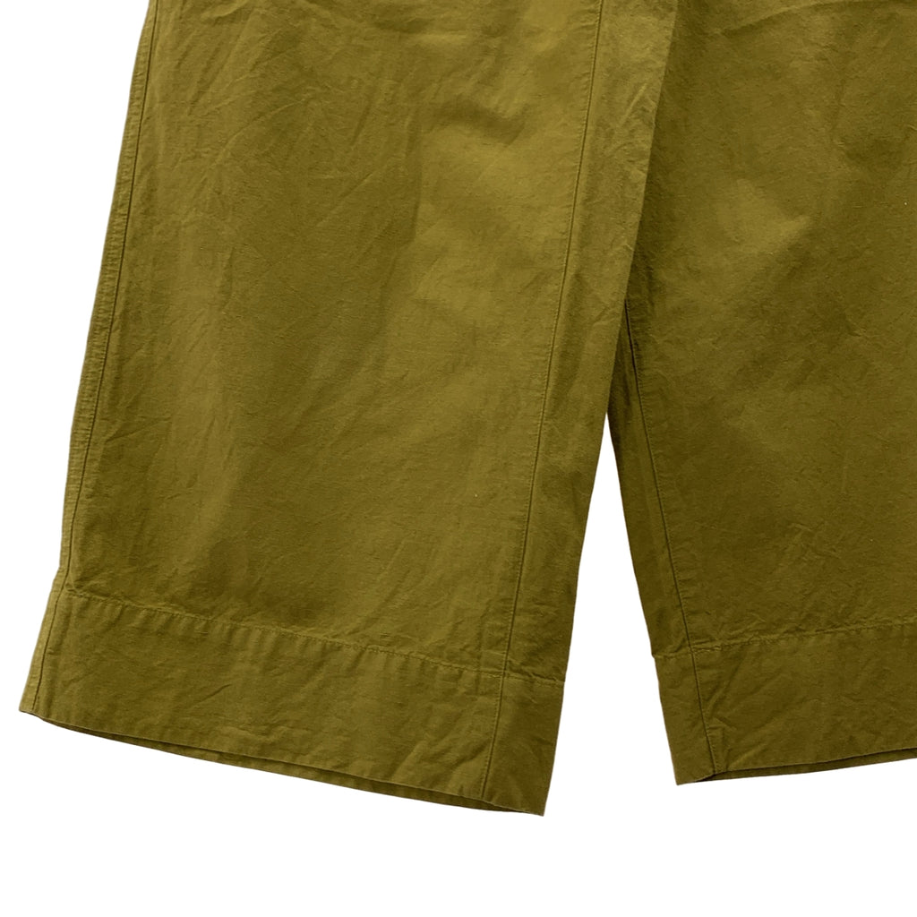 MHL. / 엠에이치엘 마가렛 하웰 | 2022SS | DRY COTTON LINEN 드라이 코튼 린넨 사이드 버튼 와이드 팬츠 | 1 | 카키 |