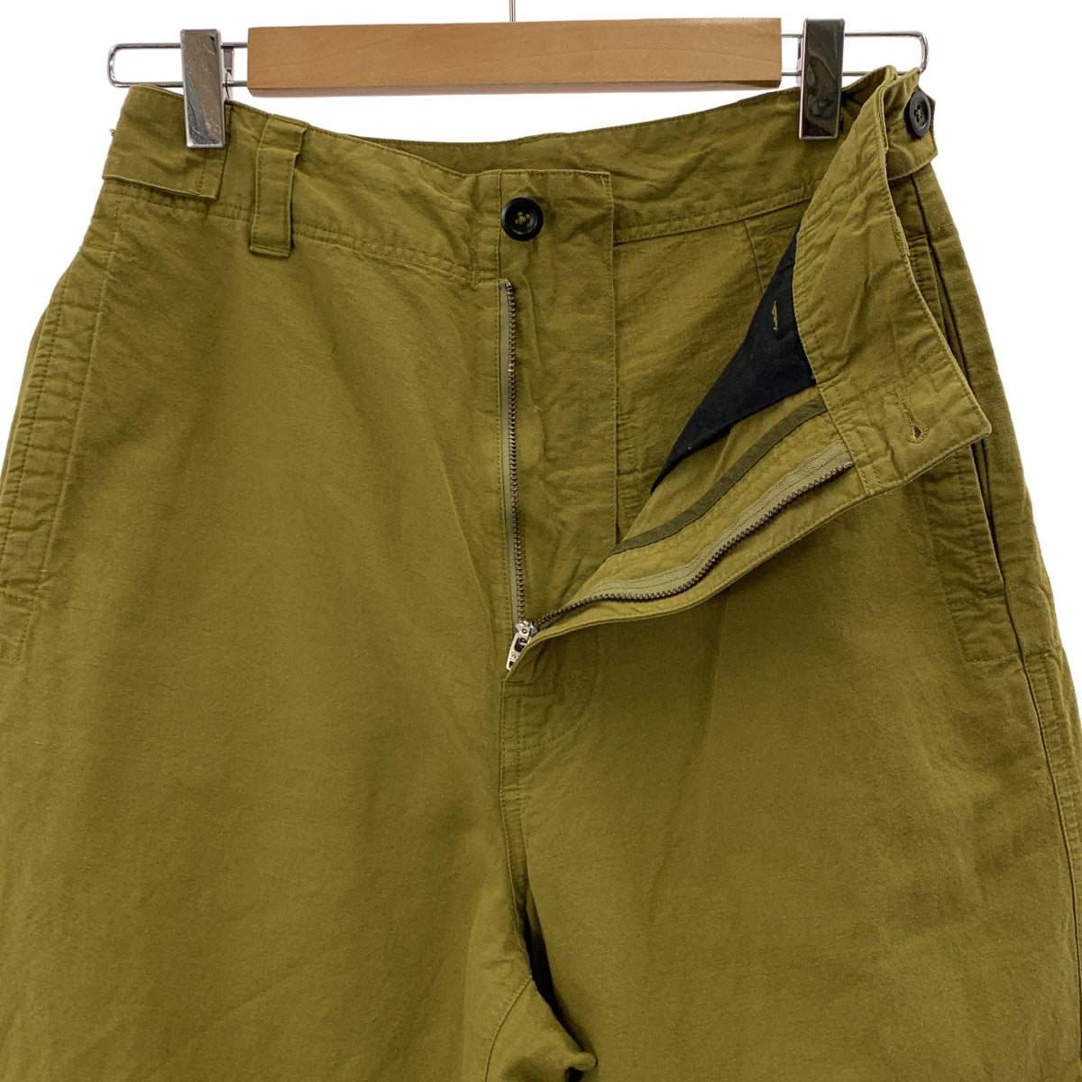 MHL. / エムエイチエルマーガレットハウエル | 2022SS | DRY COTTON LINEN ドライコットン リネン サイドボタン ワイドパンツ | 1 | カーキ | レディース