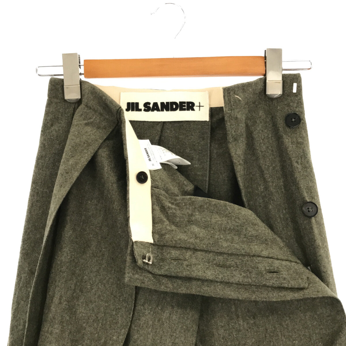 [狀況良好] JIL SANDER+ | 2020秋冬 |厚重羊毛百褶裙 | 32 |橄欖 |女性的