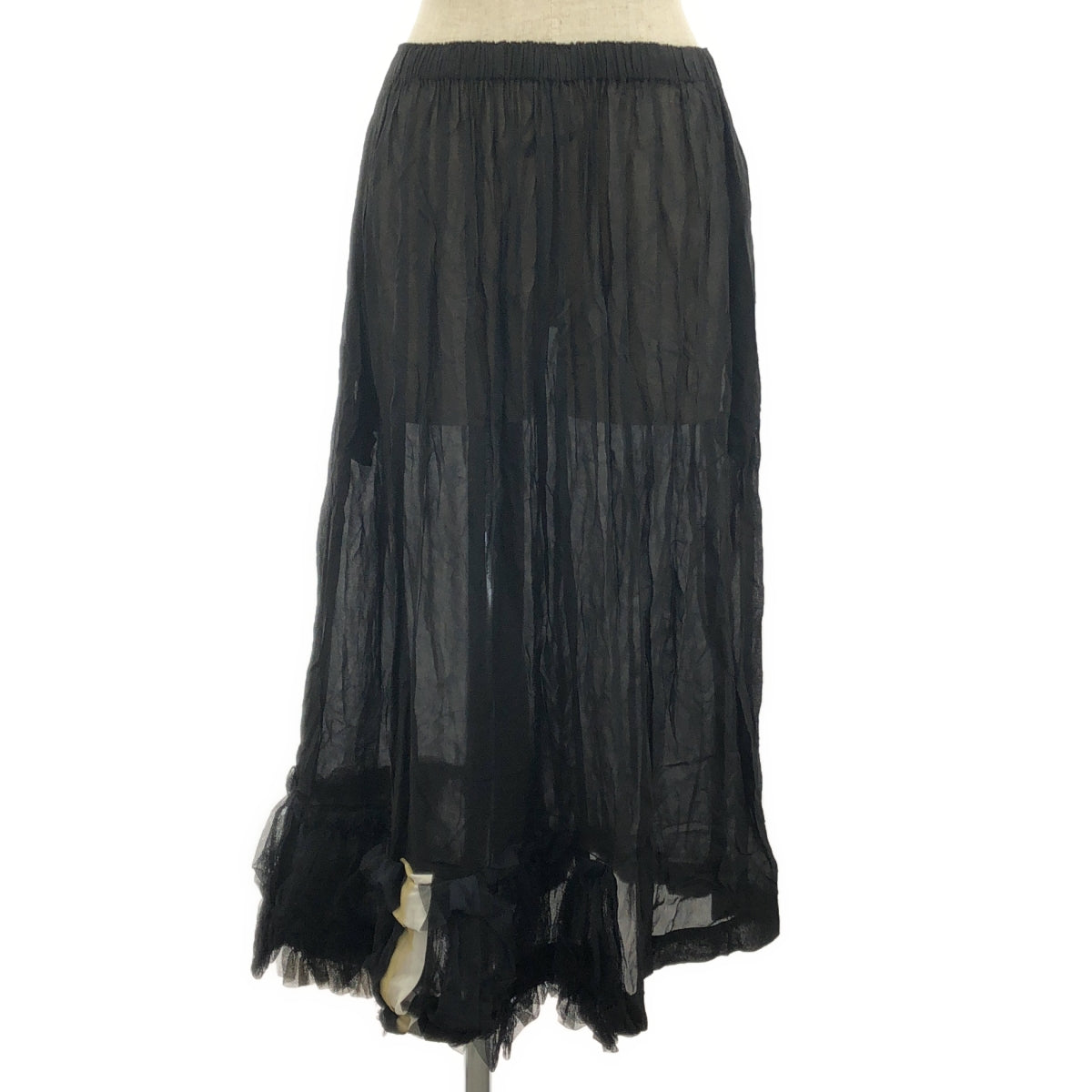 robe de chambre COMME des GARCONS / 로브드 샹블 콤 데 갤슨 | 2004AW | 제품 염색 레이스 장식 드로우 스트링 시어 스커트 |