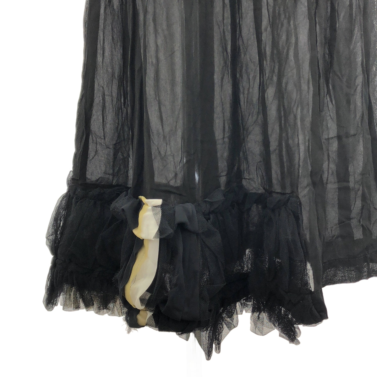 robe de chambre COMME des GARCONS / 로브드 샹블 콤 데 갤슨 | 2004AW | 제품 염색 레이스 장식 드로우 스트링 시어 스커트 |