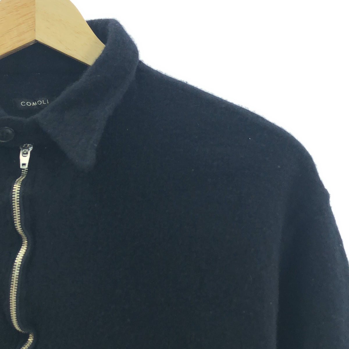 COMOLI | 2023AW | 羊毛氈半拉鍊襯衫 | 3 | 海軍藍 | 男款