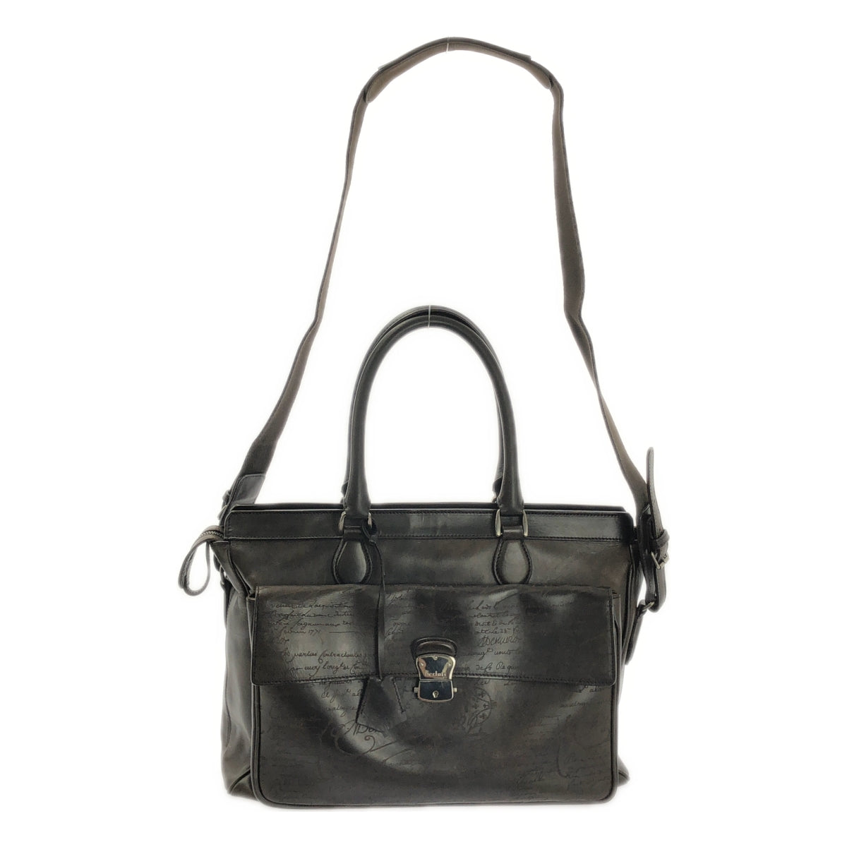 BERLUTI / 벨루티 | ETUO 에투오 스크리트 붓글씨 2way 비즈니스 가방 | 다크 브라운 | 남성