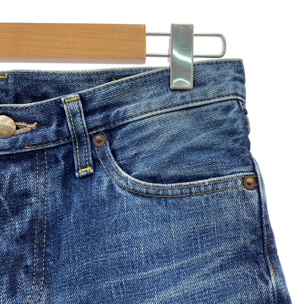 綠色 | 做舊深海軍藍牛仔褲 | 尺寸 28 | 女款