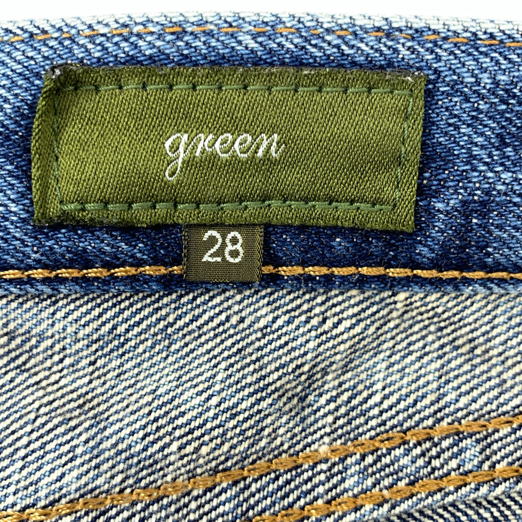 green / グリーン | ダメージ加工 濃紺デニム パンツ | 28 | レディース