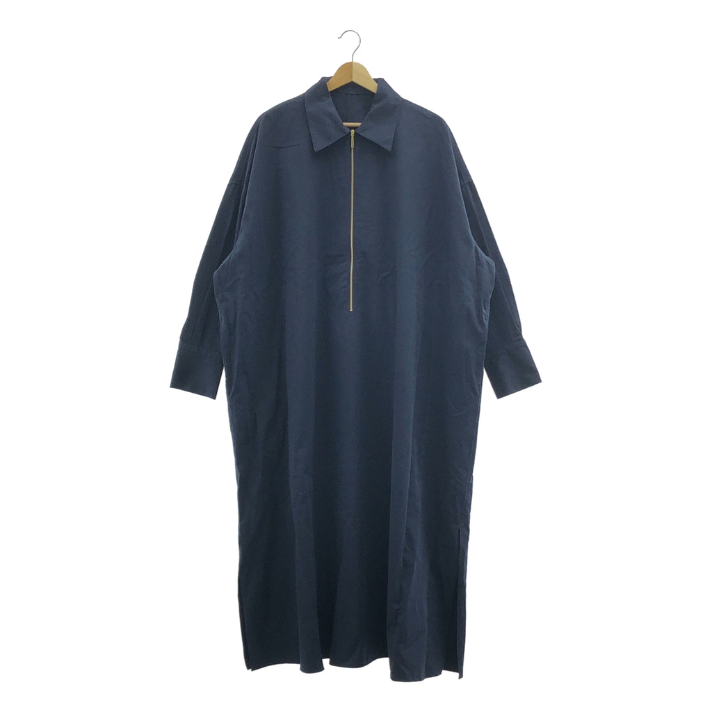 【新品】  Spick and Span / スピックアンドスパン | 2024SS | コットンサテンハーフジップワンピース | 38 | ネイビー | レディース