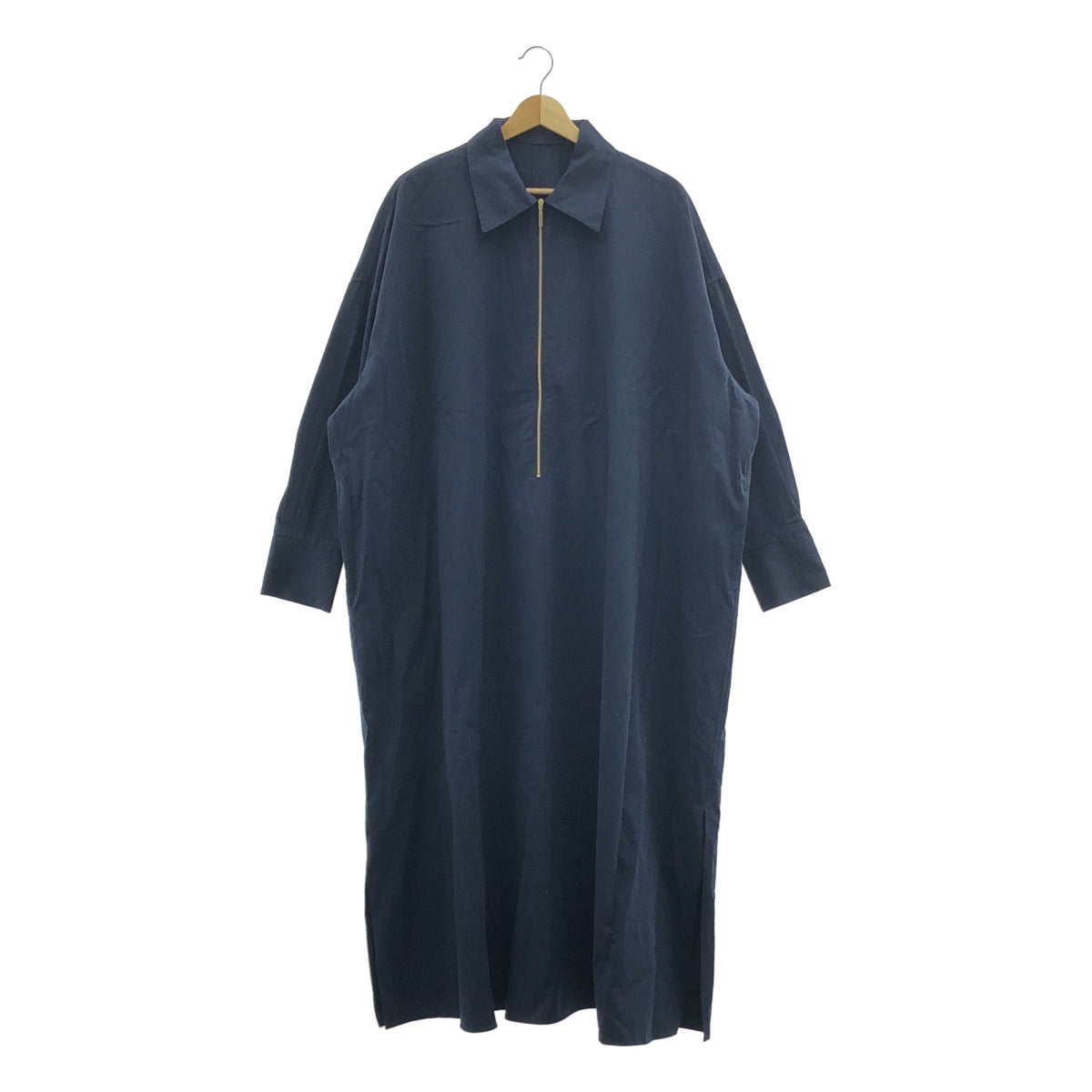 【新品】  Spick and Span / スピックアンドスパン | 2024SS | コットンサテンハーフジップワンピース | 38 | ネイビー | レディース