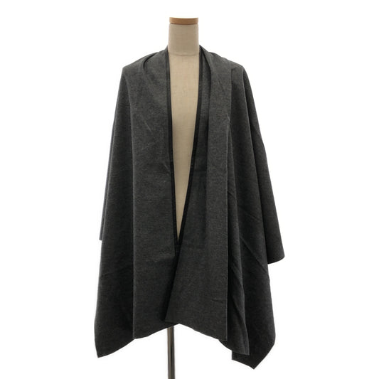 Rautus | Wool Lamb Leather Piping Shawl Cape Coat | F | Grey | Women's