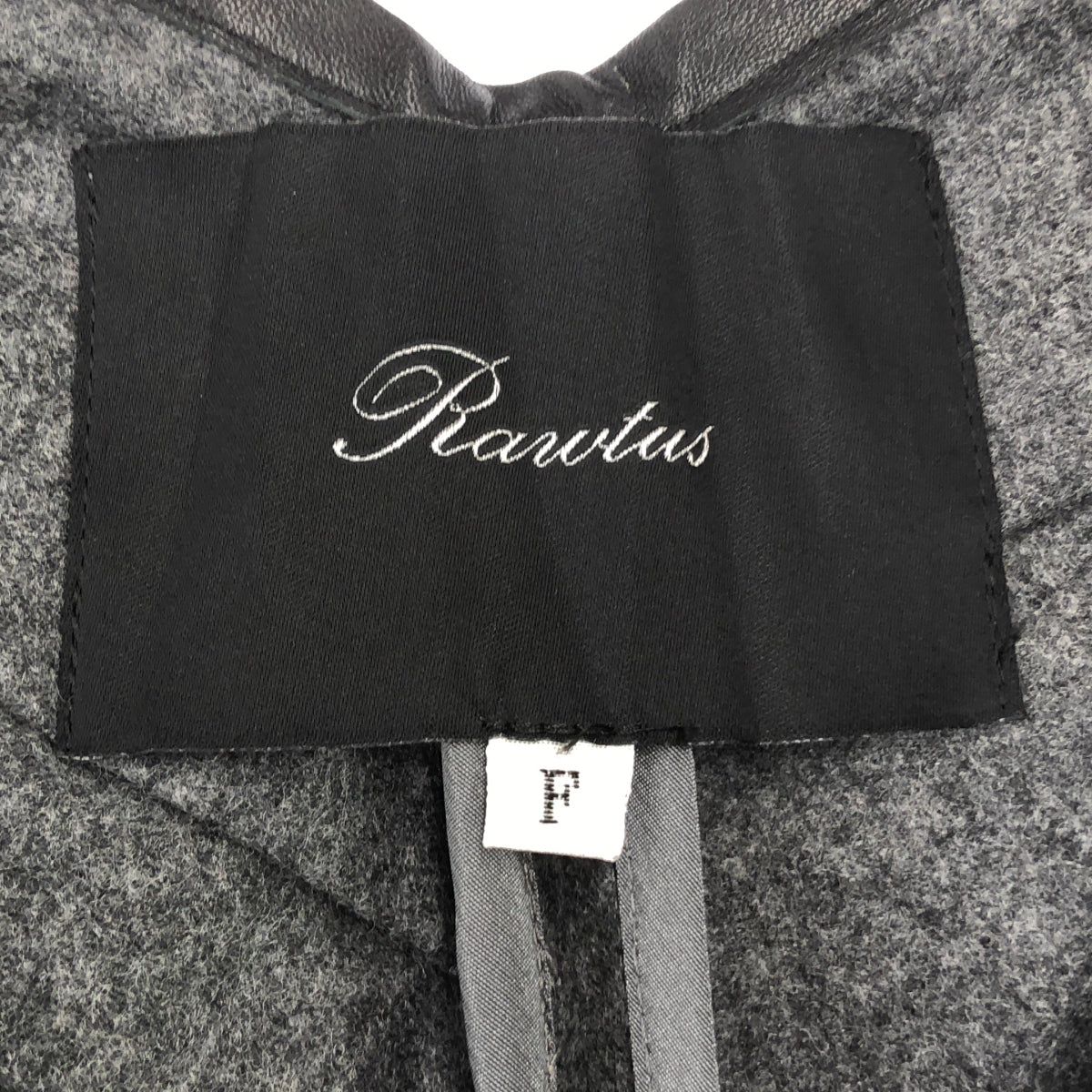 Rautus | Wool Lamb Leather Piping Shawl Cape Coat | F | Grey | Women's