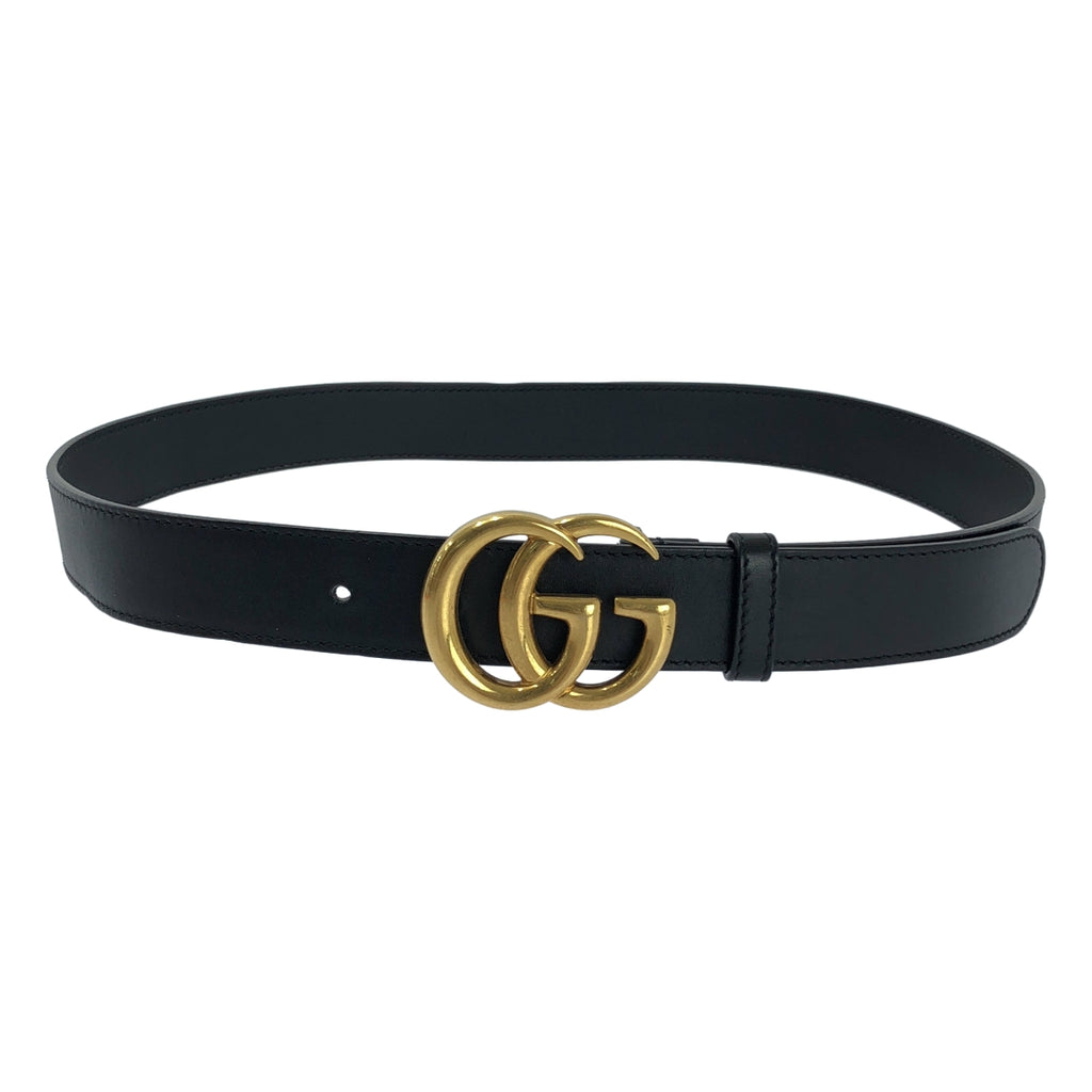 GUCCI / グッチ | GGマーモント レザー ベルト | 80 | ゴールド / ブラック | レディース