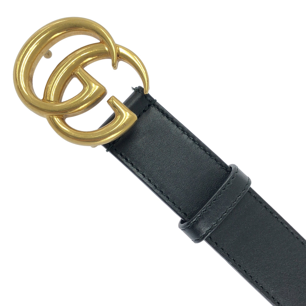 GUCCI / グッチ | GGマーモント レザー ベルト | 80 | ゴールド / ブラック | レディース