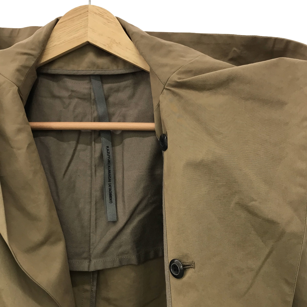 KAZUYUKI KUMAGAI ATTACHMENT | High Count Rubber Cloth Hooded Coat | Size 3 | Khaki | Men's