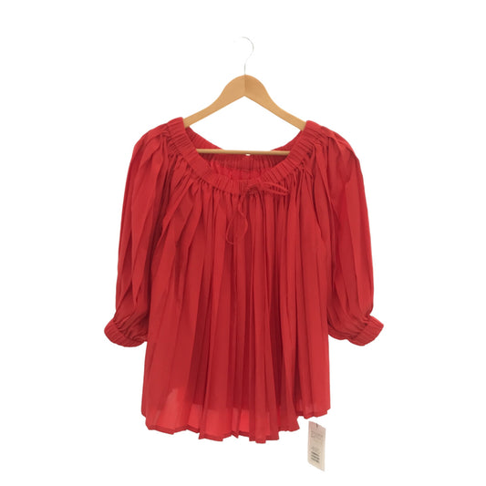 [New] JEANPAULKNOTT | Gathered pleated voluminous blouse | F | Red | Women's